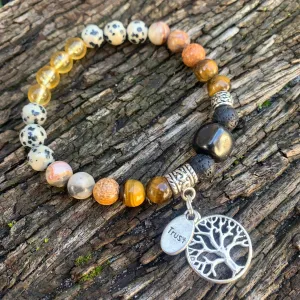 Shungite Amplified SOLAR PLEXUS Chakra Bracelet ~ Tree of Life and TRUST Charms  ~ Medium  [#42]