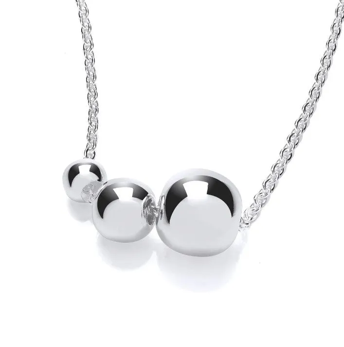 Silver Triple Ball Necklace