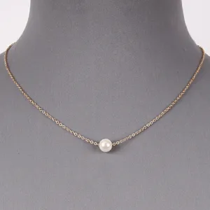 Single Pearl Gold Chain Necklace