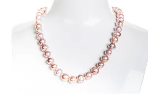 Single Strand Pink/Purple Freshwater Pearl Necklace 9-10mm