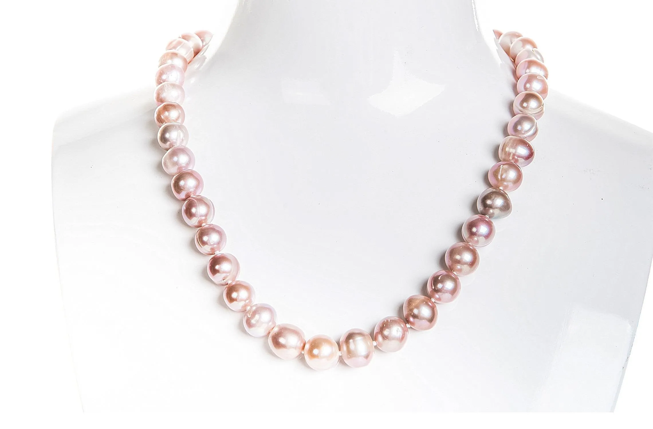 Single Strand Pink/Purple Freshwater Pearl Necklace 9-10mm