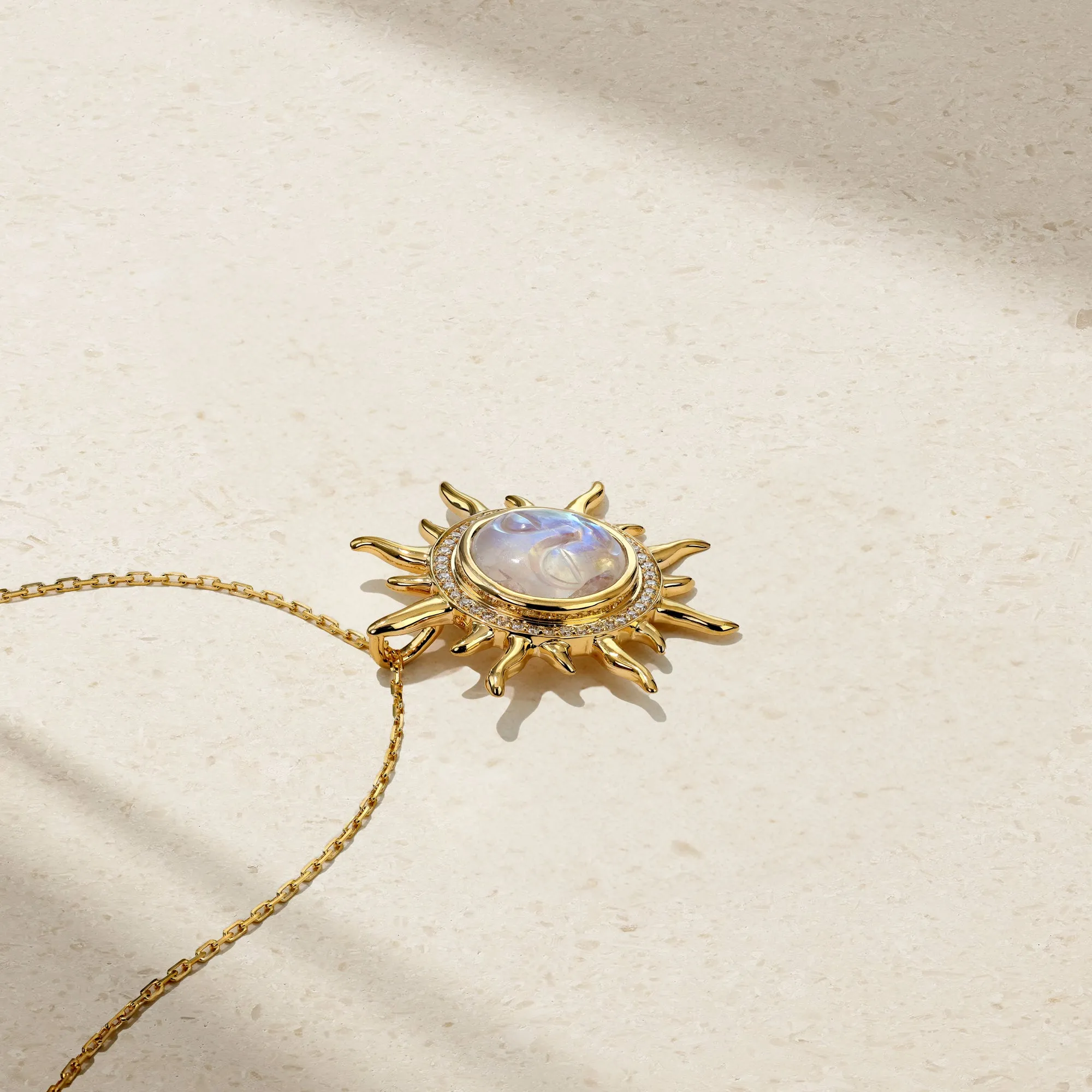 Smiling Sunshine Moonstone and Diamond Pendant