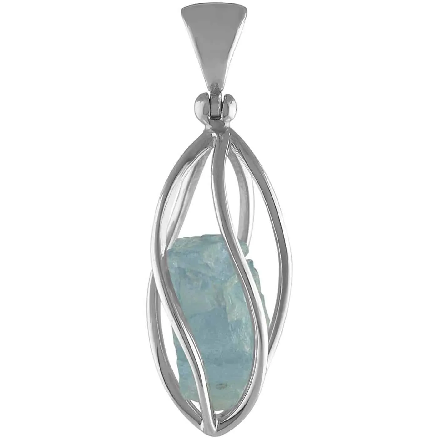 Starborn Sterling Silver Aquamarine Gemstone Cage Style Pendant