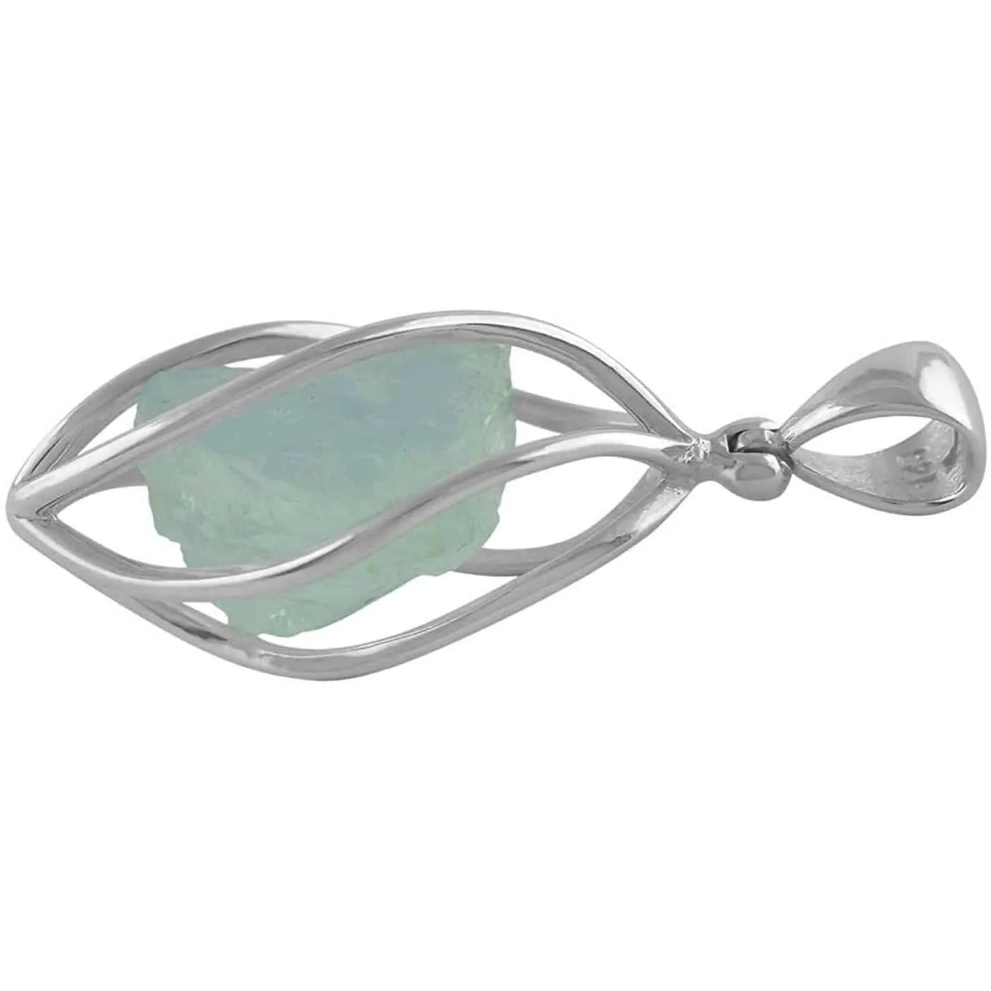 Starborn Sterling Silver Aquamarine Gemstone Cage Style Pendant