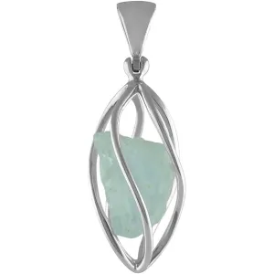 Starborn Sterling Silver Aquamarine Gemstone Cage Style Pendant