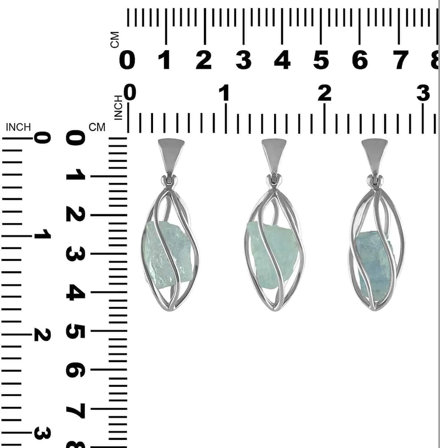 Starborn Sterling Silver Aquamarine Gemstone Cage Style Pendant