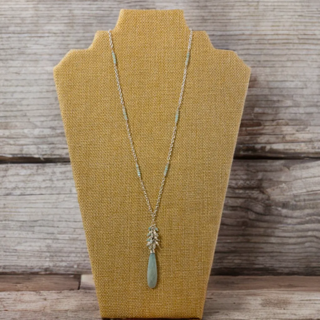 Sterling Silver Chain and Amazonite Pendant Necklace