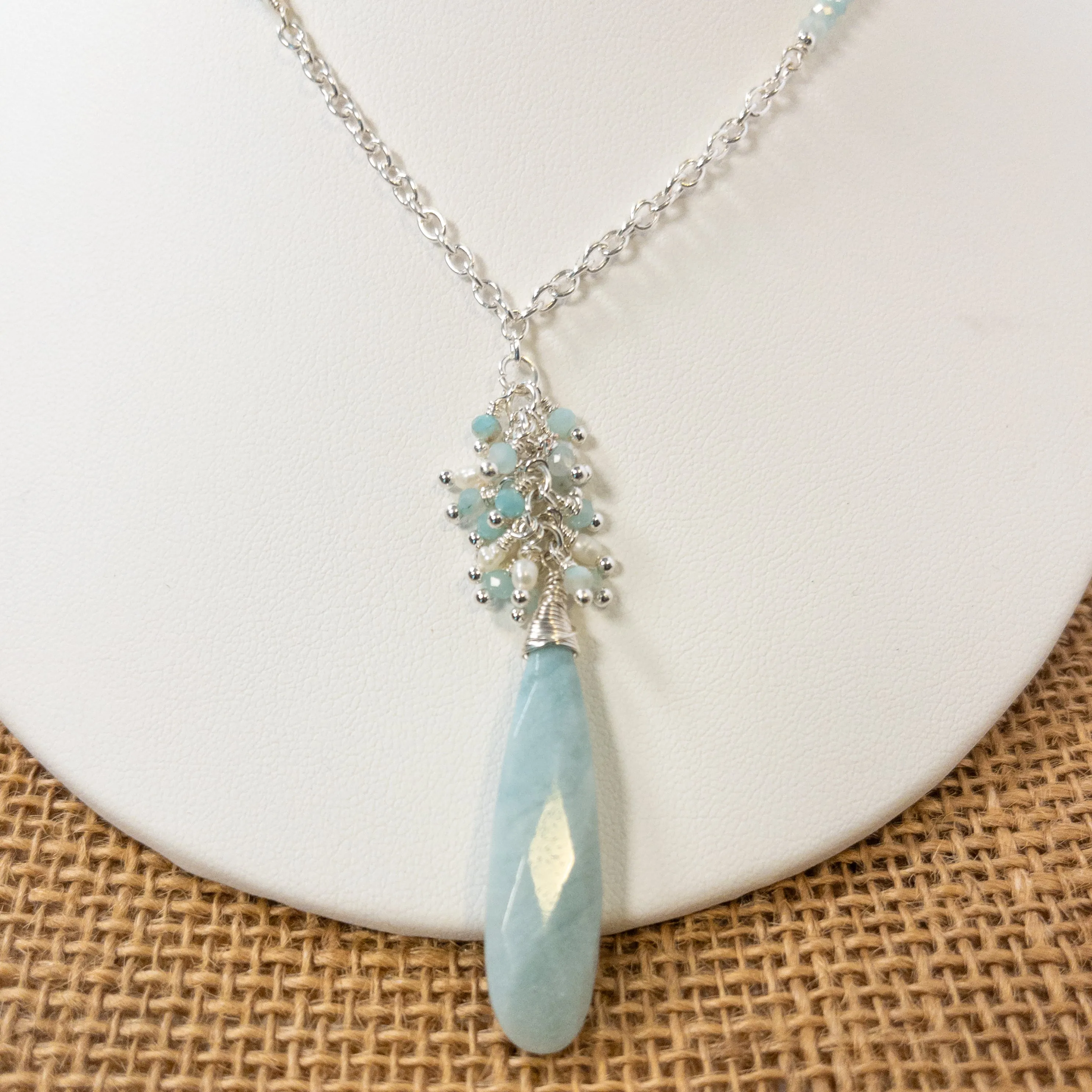 Sterling Silver Chain and Amazonite Pendant Necklace