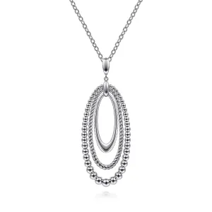 Sterling Silver Triple Oval Necklace 24 inch