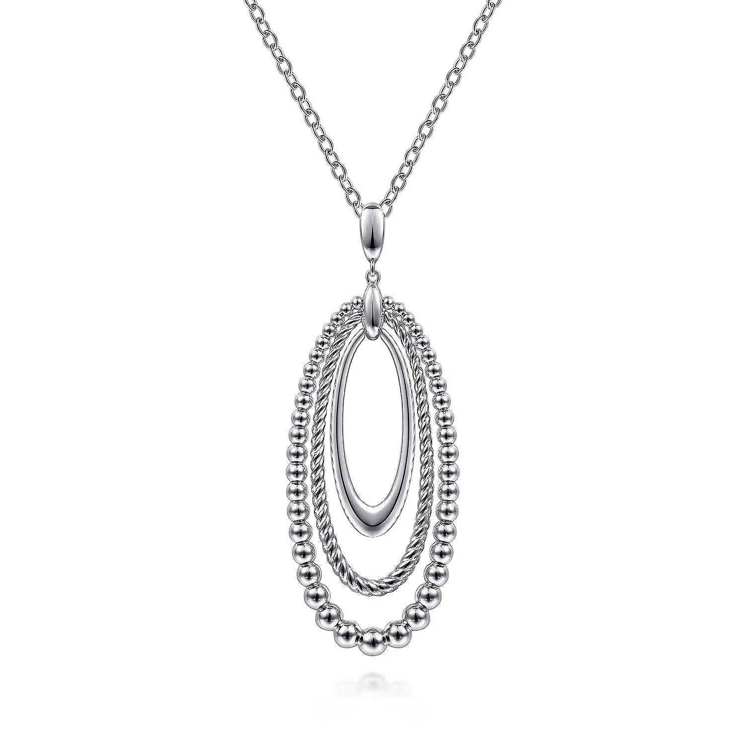 Sterling Silver Triple Oval Necklace 24 inch