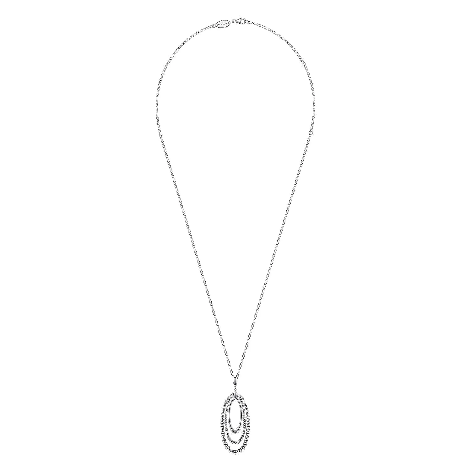 Sterling Silver Triple Oval Necklace 24 inch