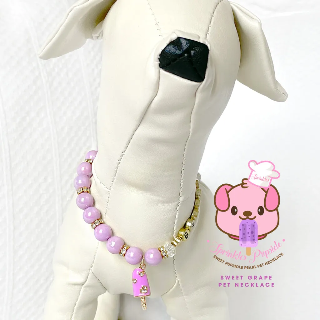 Sweet Grape Pupsicle Rhinestone Dog Necklace Cat Necklace Milky Pearl Luxury Pet Jewelry