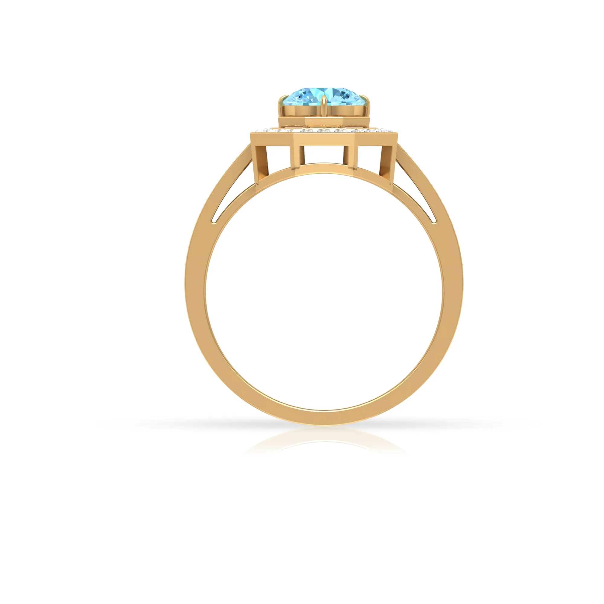 Vintage Inspired Ring with Aquamarine and Diamond Halo