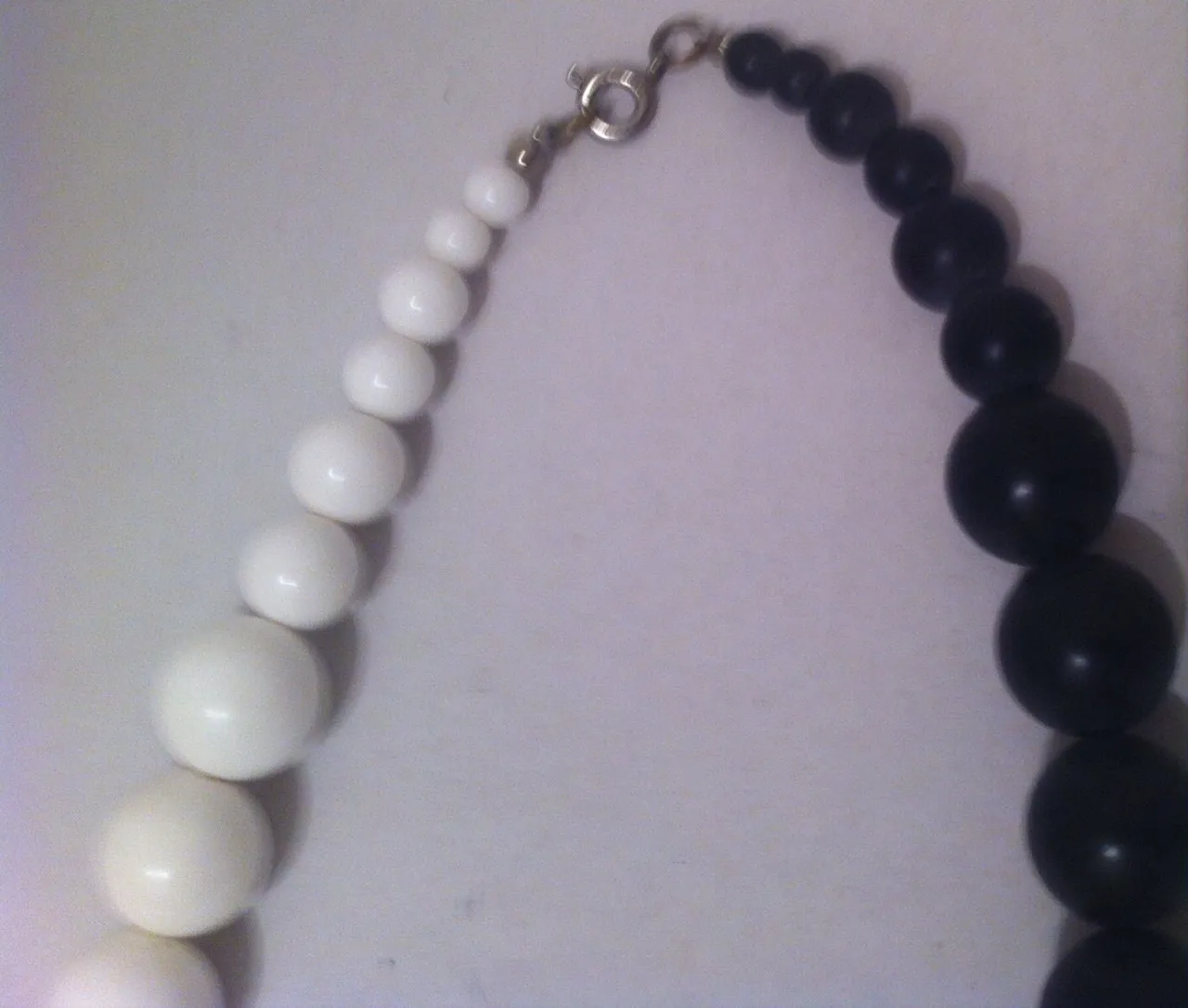 Vintage Ladies Necklace, Choker, White & Black Beaded Necklace, 24" Long, Jewelry, Clothing Accessory, Fashion, Nice Quality, Vintage