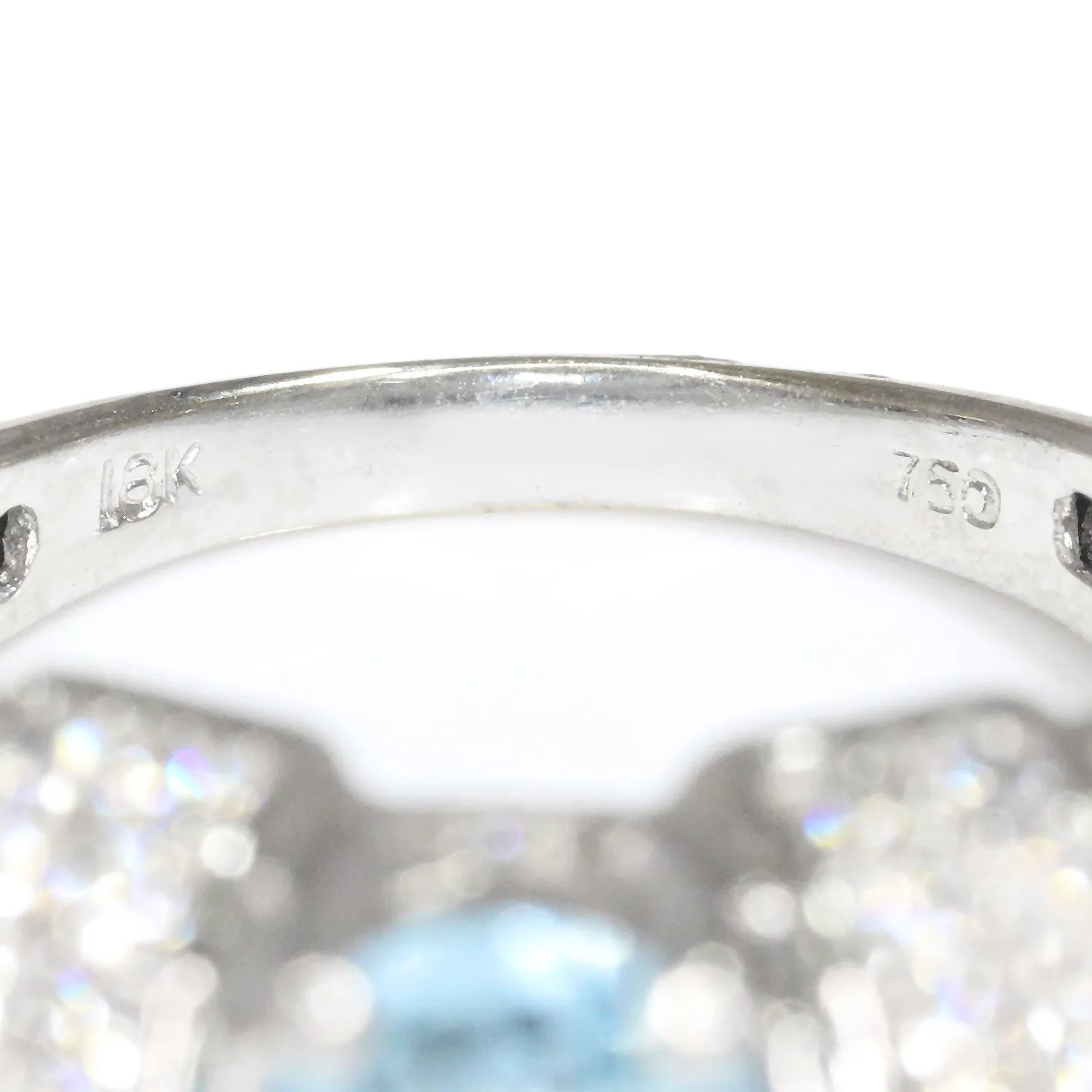 Vintage Oval Aquamarine Ring with Diamonds 18K White Gold 2.63ctw