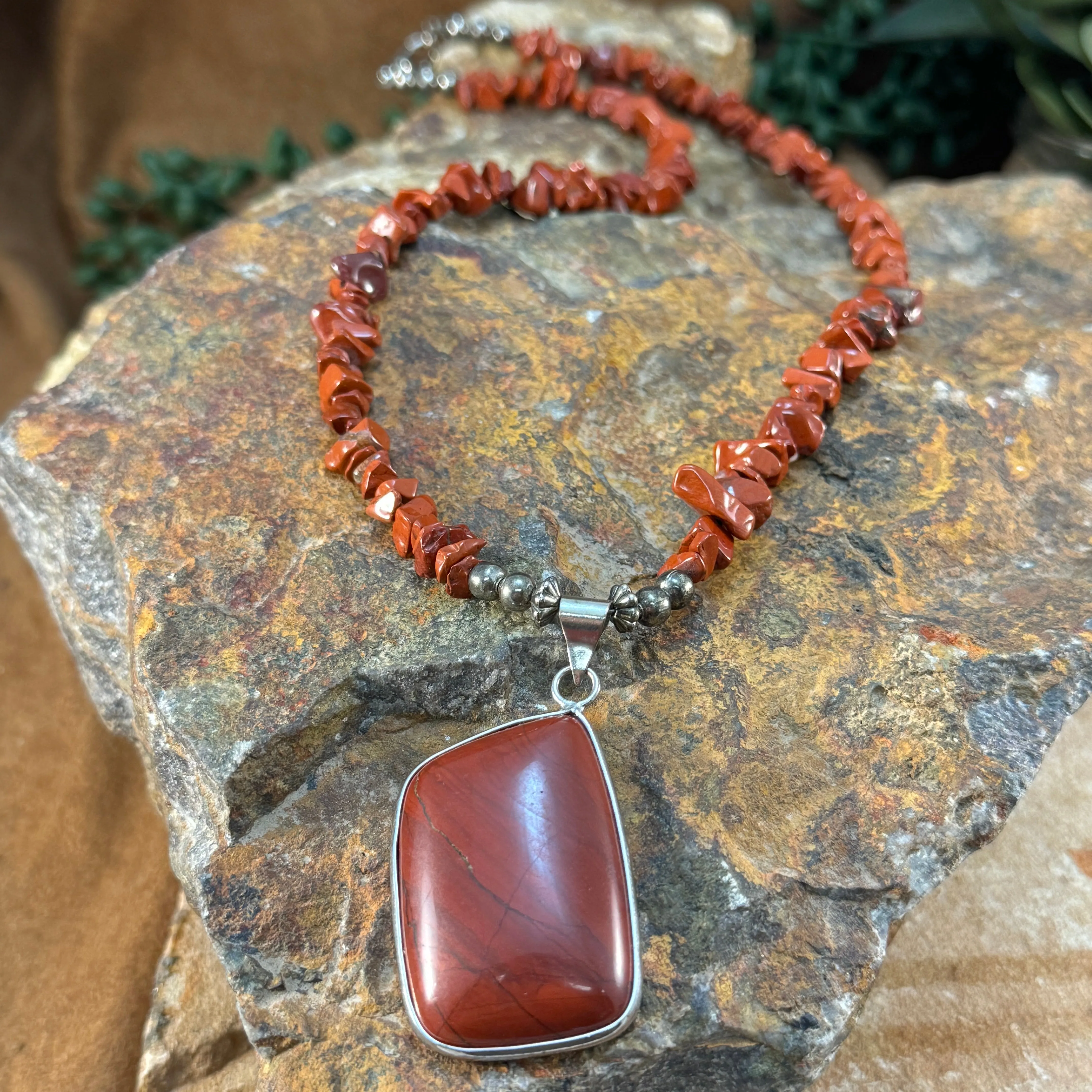 Vintage Red Jade Necklace - Estate Jewelry