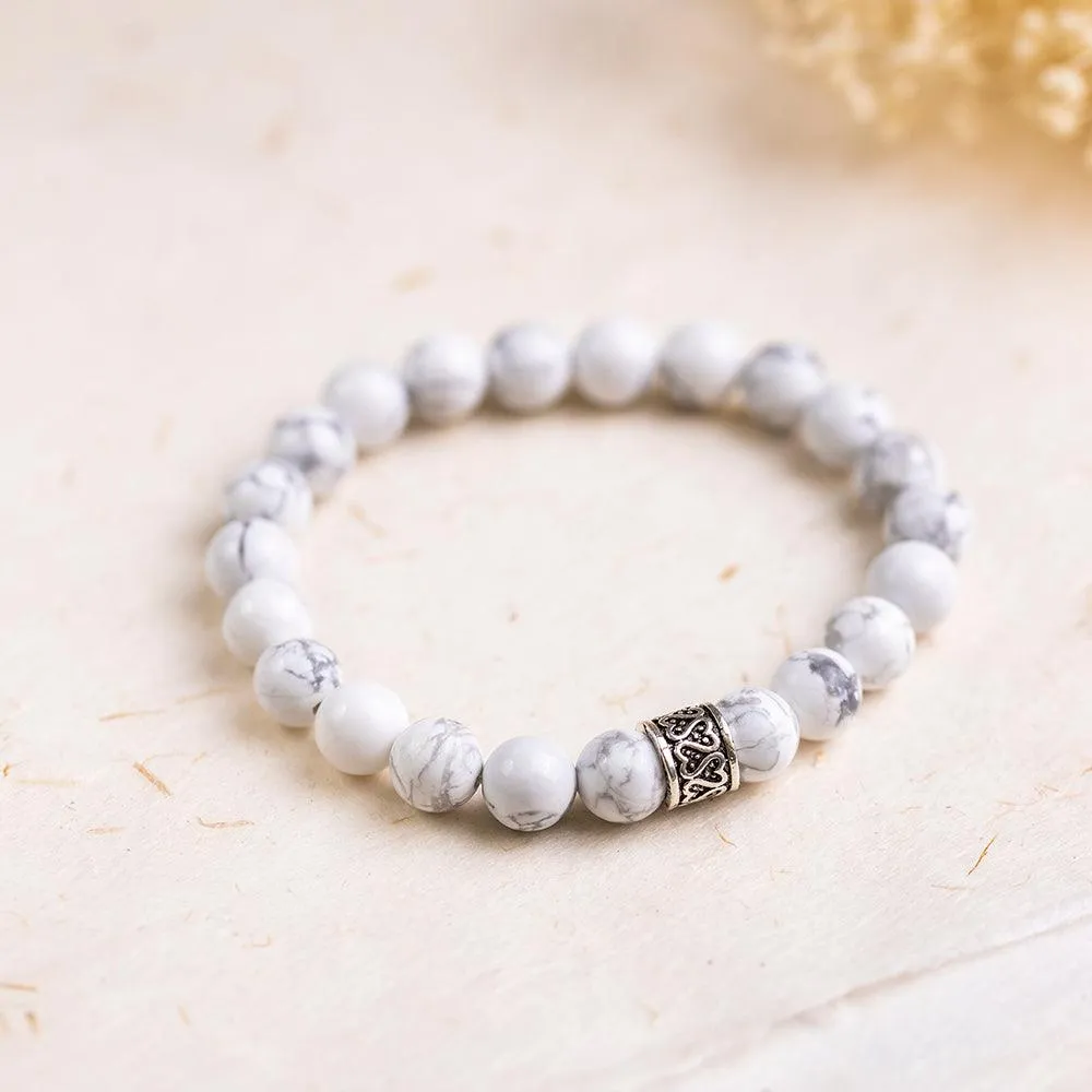 White Howlite Gemstone Bracelet 8mm