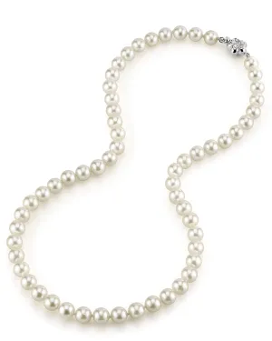 White Japanese Akoya Choker Length Pearl Necklace, 7.0-7.5mm - AAA Quality