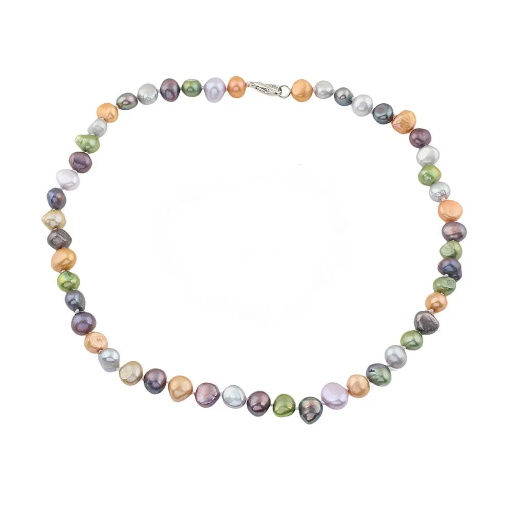 Women's 8-9mm Multi-coloured Pearl Necklace